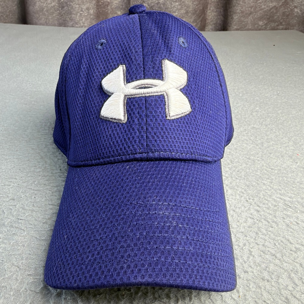 Under Armour Mens Blitzing Navy Blue Stretch Fit Hat LG/XL Mesh Baseball Cap